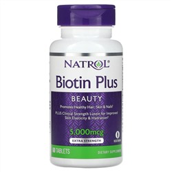 Натрол, Biotin Plus, повышенная эффективность, 5000 мкг, 60 таблеток