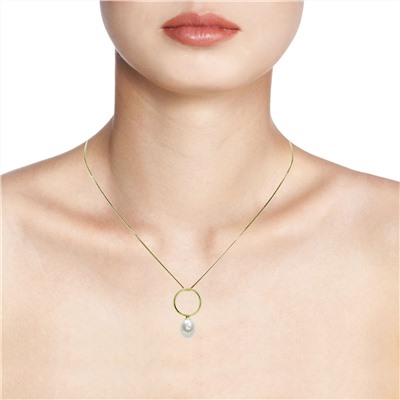 Collar con colgante - plata 925 chapada en oro - perla de agua dulce - Ø de la perla: 8.5 - 9 mm