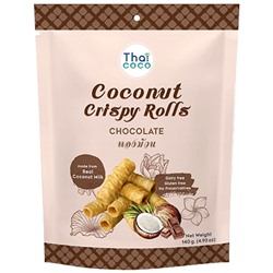Кокосовые Хрустящие Вафельные Трубочки «Шоколадные» THAI COCO 140 гр