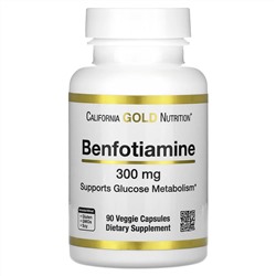 California Gold Nutrition, бенфотиамин, 300 мг, 90 растительных капсул
