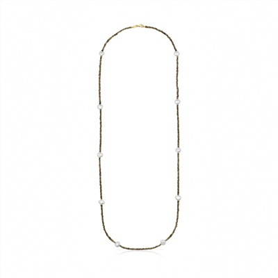 Collar Color - plata bañada en oro amarillo de 18 kt - perla cultivada de agua dulce - cuarzo