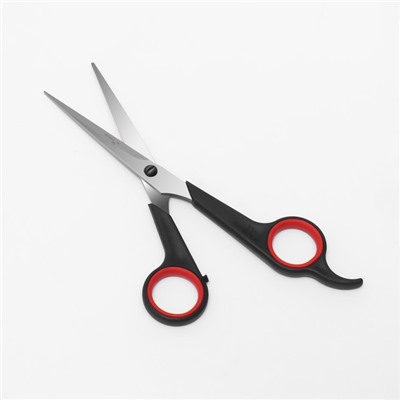 Ножницы парикмахерские, с упором, лезвие — 6 см, цвет чёрный/красный, H-087