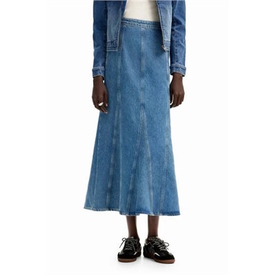 Long denim skirt