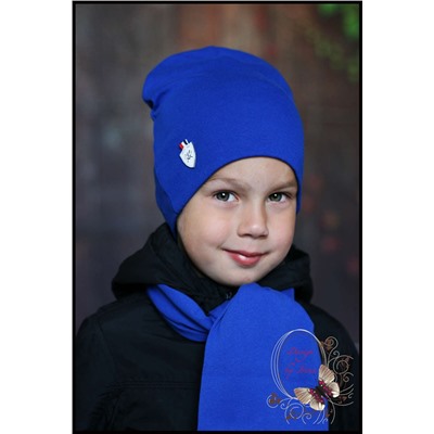 Удлиненная хлопковая шапка для мальчика «FASHION» василёк