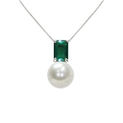 Collar con colgante - plata 925 - perla de agua dulce - circonitas cúbicas - Ø: 7.5 - 8 mm
