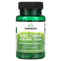 Swanson, NAC Detox с расторопшей и BroccoPhane, 60 капсул