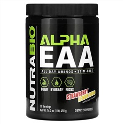 NutraBio, Alpha EAA, незаменимые аминокислоты, со вкусом клубники и лимона, 458 г (1 фунт)