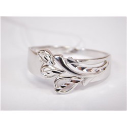 Кольцо из серебра 925 пробы 54756-21,0 вес 2,19 алмазная обработка, с покрытием родирование