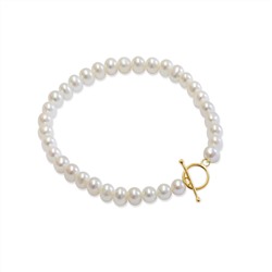 Pulsera - Plata de ley chapada en oro - Perlas de agua dulce - Ø de la perla: 4.5 - 5.5 mm